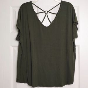 Papermoon open back detail Ampton knit tee green L